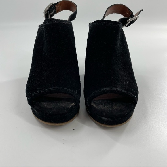 Lucky Brand Jemadine Suede Platforms Slingback Peep Toe in Black - Picture 3 of 7